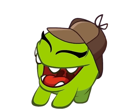 Laughing Om Nelle Sticker - Laughing Om Nelle Om Nom And Cut The Rope Stickers