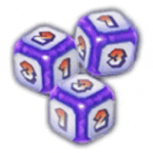 a group of purple dice with numbers on them are stacked on top of each other .