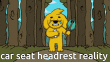 a cartoon of a dog crying with the words car seat headrest reality above him