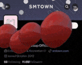 a screen shot of a smtown page with a bunch of red balls