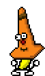 a pixel art drawing of a cone with arms and legs