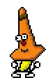 a pixel art drawing of a cone with arms and legs