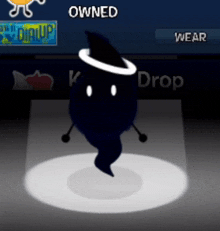 a cartoon character with a witch hat and a halo is owned by a person
