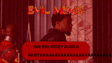 a man with a beard stands in front of a sign that says evil memes