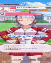 a screenshot of a video game that says training restricted on it