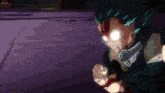 a close up of a person with glowing eyes in a video game .