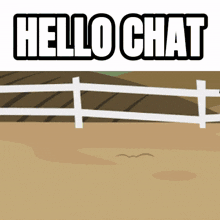 a picture of a white fence and the words hello chat