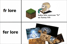 a meme of a man with a beard holding a pickaxe and a minecraft block