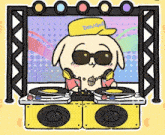 a cartoon drawing of a dog wearing sunglasses and a hat that says ' dan good ' on it