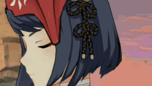 a close up of a cartoon character wearing a red hat
