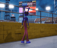 a cartoon character standing in front of a scoreboard that says eastcomp on it