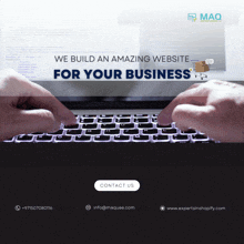 a person is typing on a laptop with the words we build an amazing website for your business