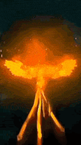 a painting of a phoenix with wings spread