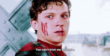 bleeding you cant trick me tom holland spider man far from home