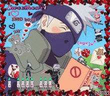 a picture of a cartoon character with the words sweetheart i love emo boyz