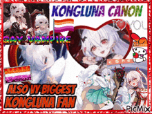 a collage of anime characters with kongluna canon written on top