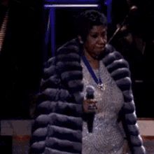 Retirement Community Stuntin' GIF - Aretha Franklin Coat Drop Fur Coat GIFs
