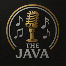 a logo for the java shows a microphone in a circle