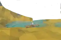 a cartoon drawing of a man in a boat