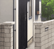 a brick wall with a mailbox in the middle