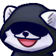 a cartoon cat wearing a hood and sunglasses is smiling .