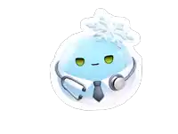 a cartoon character wearing a stethoscope and tie with a snowflake on his head