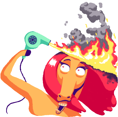 Horse Burning Its Long Hair With Blow Dryer Sticker - Beauty Ride Google Stickers