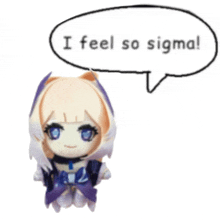 a girl with a speech bubble that says i feel so sigma