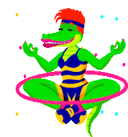 Alligator Meditating With Hula Hoop Around The Waist Sticker - Hula Hooping Through Life Good Peace Stickers