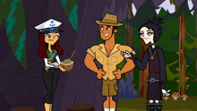 a group of cartoon characters including a man wearing a hat with a anchor on it