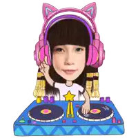 a cartoon of a girl wearing headphones and a star shirt