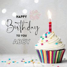 a birthday card for abby with a cupcake