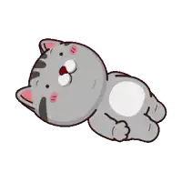 a cartoon cat is laying on its back with its paws on its chest