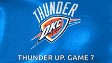 thunder okc logo on a blue background