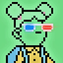 a pixel art of a frog with the word dead written on his eyes