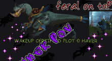 a picture of a dragon with the words " feral on top " above it
