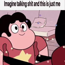 a cartoon character with the words imagine talking shit and this is just me on the bottom