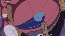 a cartoon character with a huge belly is shown on a screen that says bsn