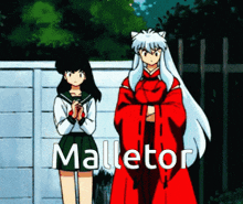 a couple of anime characters standing next to each other with the word malletor on the bottom