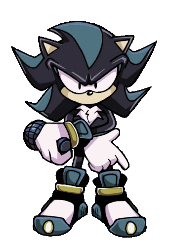 shadow the hedgehog is holding a microphone in his right hand