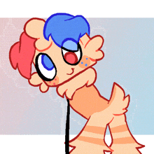 a pixel art drawing of a cartoon character with a blue eye