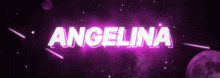 a purple background with the name angelina written on it