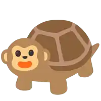 a cartoon turtle with a monkey face on it