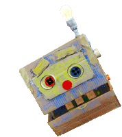 Happy Robot Cardboard Box Sticker - Happy Robot Cardboard Box Light Bulb Stickers