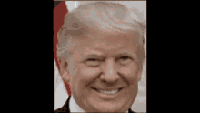 a close up of donald trump 's face with the words yada yada below it