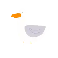 a cartoon drawing of a seagull with a big orange beak
