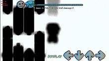 a screenshot of a video game with a shadow of a person and arrows .