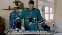 San Jose Sharks Tomas Hertl GIF - San Jose Sharks Tomas Hertl Holiday Sweater GIFs