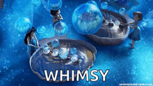 a cartoon scene with the word whimsy on it