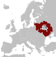 a map of europe with a red circle in the middle